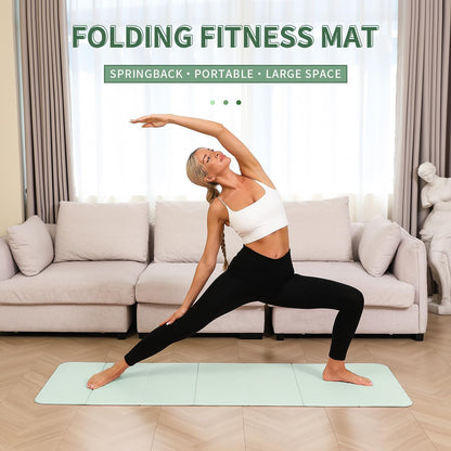 Foldable Yoga Mat - 10mm Extra Thick, 75"26" Non-Slip Exercise Fitness Mat | SGS Eco-Certified, Portable for Yoga/Pilates/Studio/Home Workout (Green)