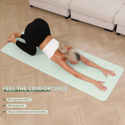 Foldable Yoga Mat - 10mm Extra Thick, 75"26" Non-Slip Exercise Fitness Mat | SGS Eco-Certified, Portable for Yoga/Pilates/Studio/Home Workout (Green)