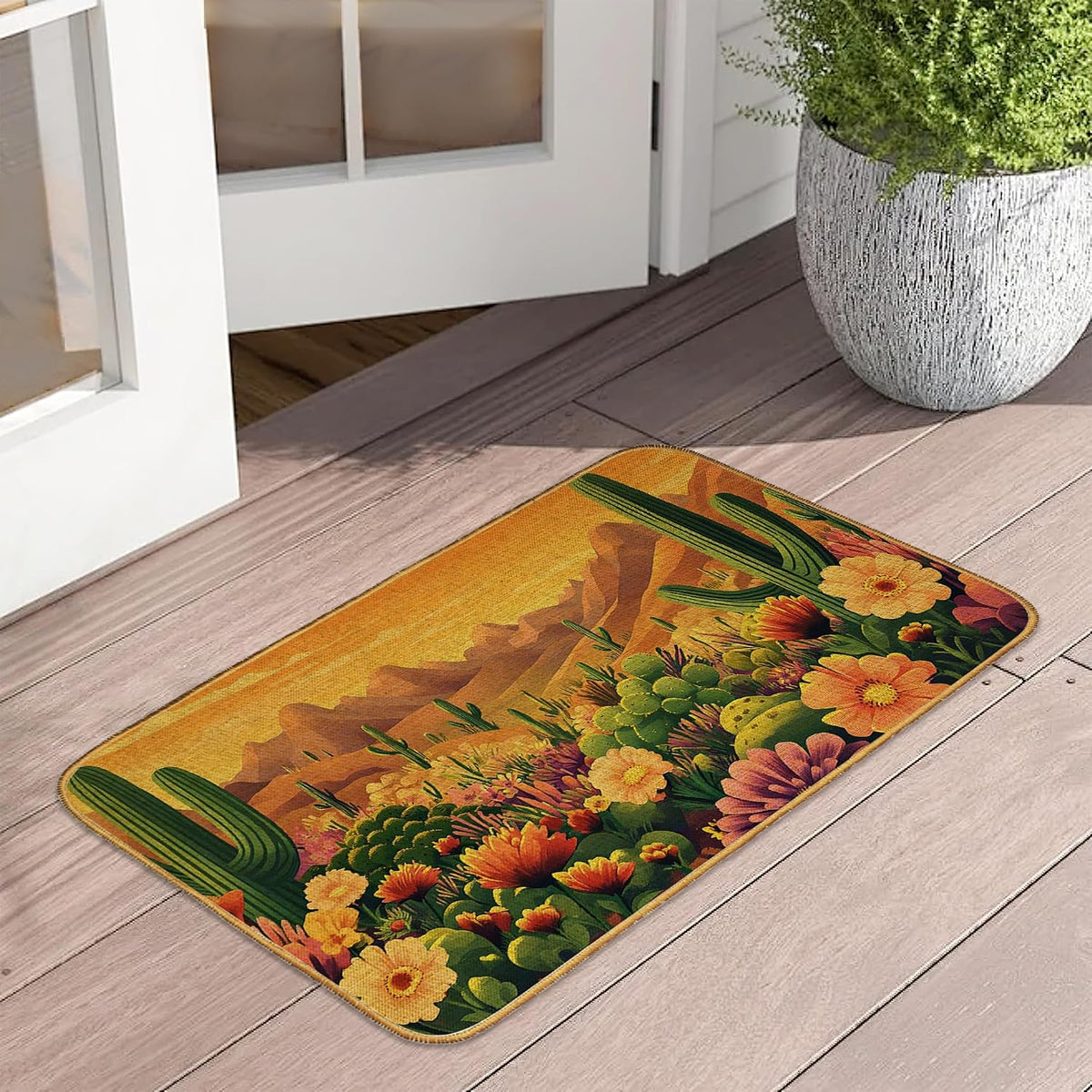 Doormat Yoga Frog Front Door Mat Indoor Outdoor Entrance,Pink Lotus Flower Door Mat Waterproof Low Profile All-Season,Easy Clean Patio Porch Entryway Floor Rug 17x29 Inch
