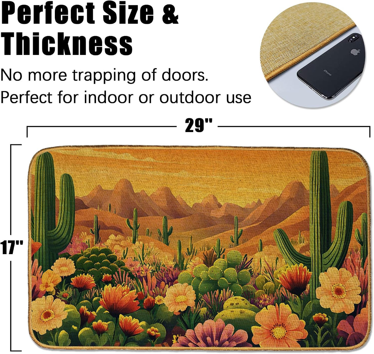 Doormat Yoga Frog Front Door Mat Indoor Outdoor Entrance,Pink Lotus Flower Door Mat Waterproof Low Profile All-Season,Easy Clean Patio Porch Entryway Floor Rug 17x29 Inch