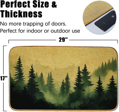 Doormat Yoga Frog Front Door Mat Indoor Outdoor Entrance,Pink Lotus Flower Door Mat Waterproof Low Profile All-Season,Easy Clean Patio Porch Entryway Floor Rug 17x29 Inch