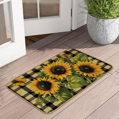 Doormat Yoga Frog Front Door Mat Indoor Outdoor Entrance,Pink Lotus Flower Door Mat Waterproof Low Profile All-Season,Easy Clean Patio Porch Entryway Floor Rug 17x29 Inch
