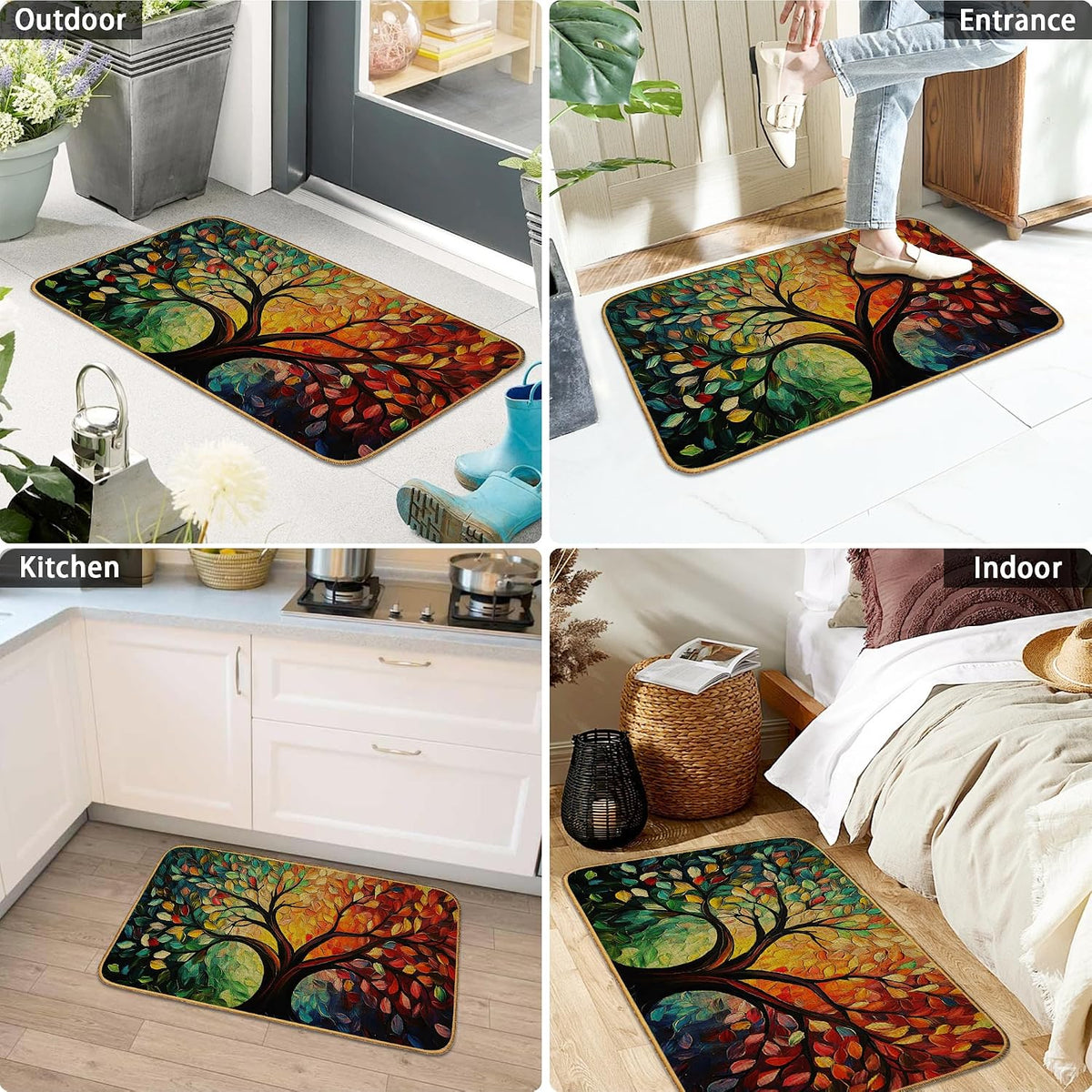 Doormat Yoga Frog Front Door Mat Indoor Outdoor Entrance,Pink Lotus Flower Door Mat Waterproof Low Profile All-Season,Easy Clean Patio Porch Entryway Floor Rug 17x29 Inch