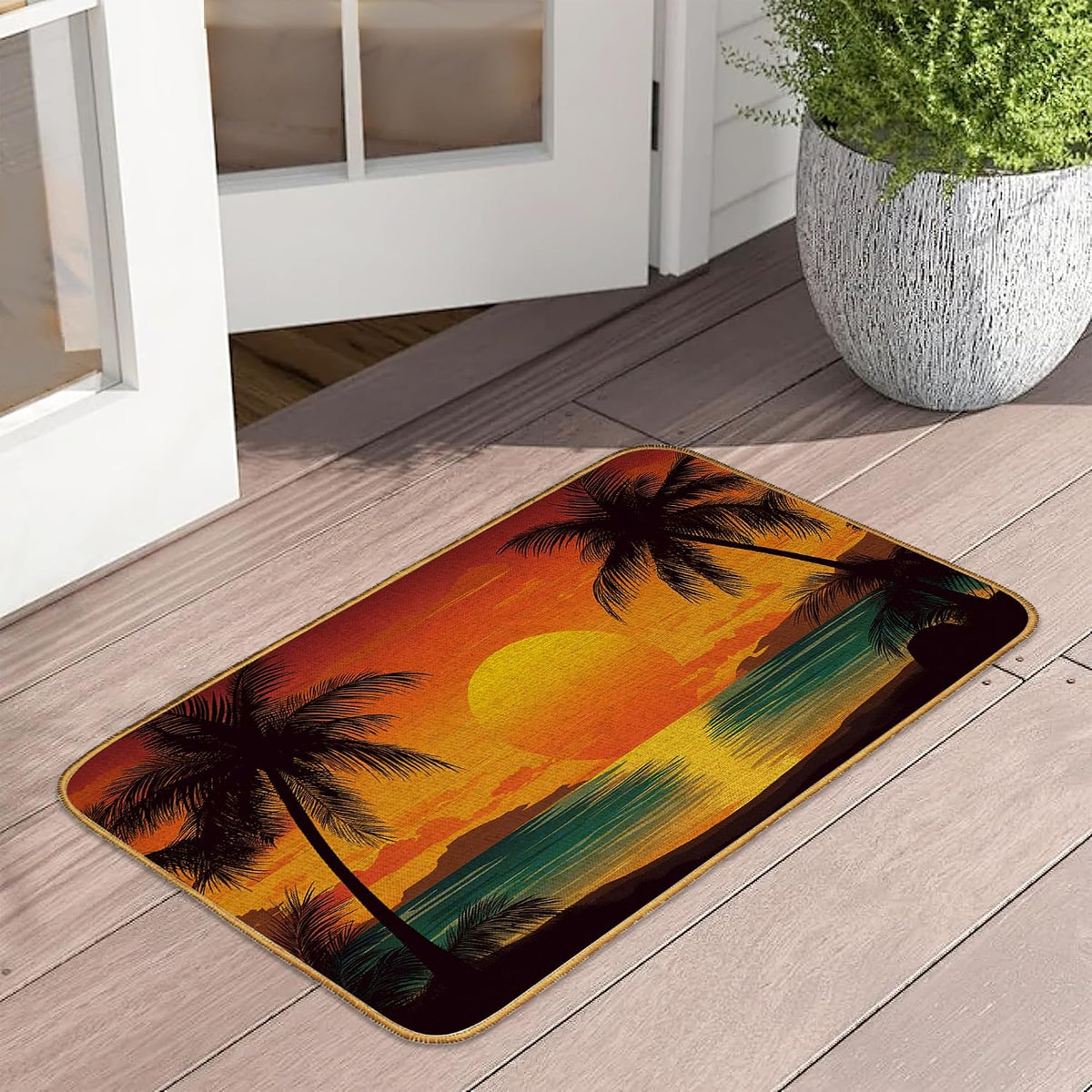 Doormat Yoga Frog Front Door Mat Indoor Outdoor Entrance,Pink Lotus Flower Door Mat Waterproof Low Profile All-Season,Easy Clean Patio Porch Entryway Floor Rug 17x29 Inch