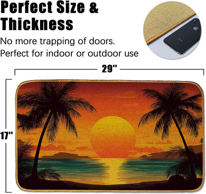 Doormat Yoga Frog Front Door Mat Indoor Outdoor Entrance,Pink Lotus Flower Door Mat Waterproof Low Profile All-Season,Easy Clean Patio Porch Entryway Floor Rug 17x29 Inch