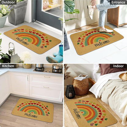 Doormat Yoga Frog Front Door Mat Indoor Outdoor Entrance,Pink Lotus Flower Door Mat Waterproof Low Profile All-Season,Easy Clean Patio Porch Entryway Floor Rug 17x29 Inch