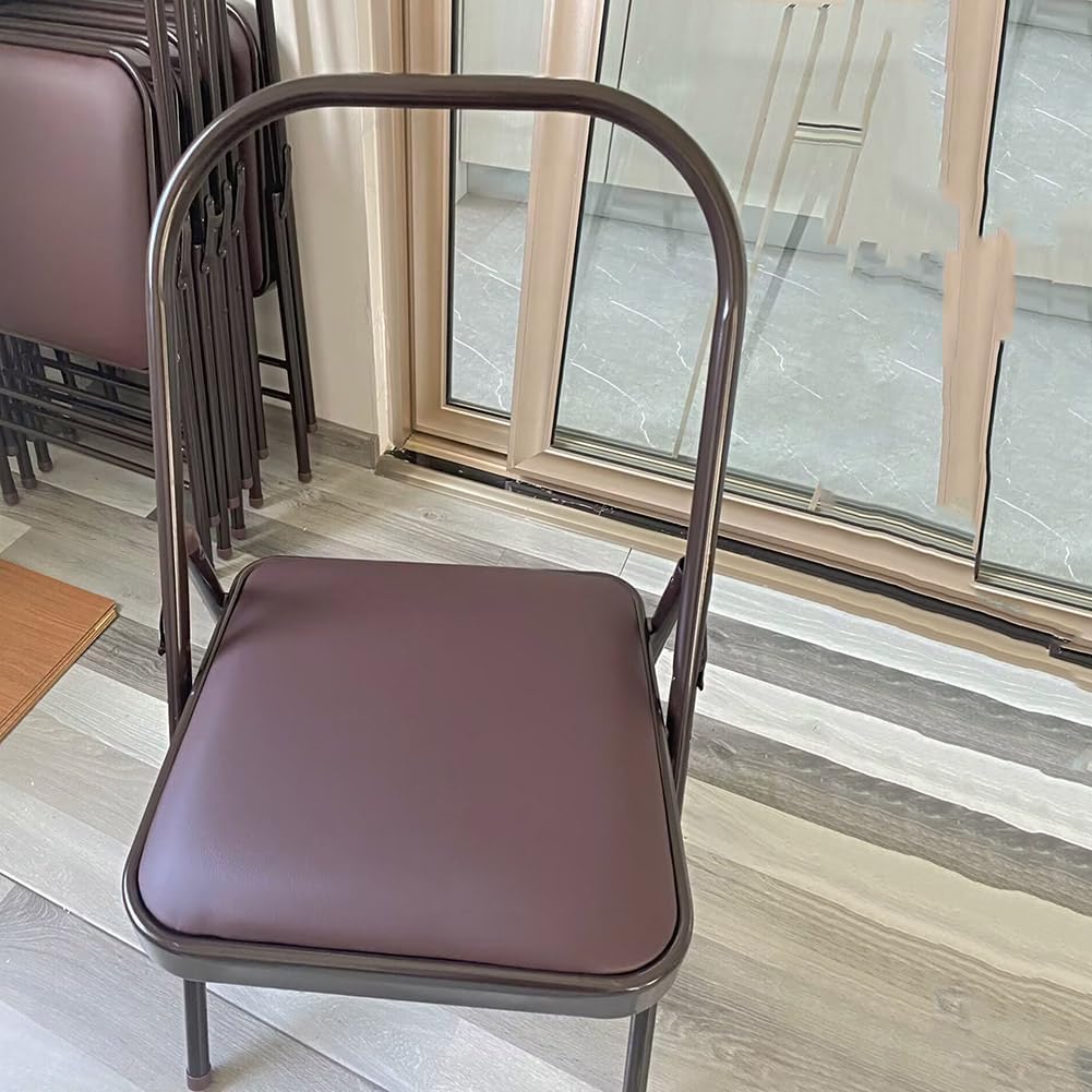 Iyengar Pilates Assist Chair Yoga Folding Chair Prop Strength Training Tool Yoga Auxiliary Chair Thickened,Sturdy,Non-Slip,Stable,Brown