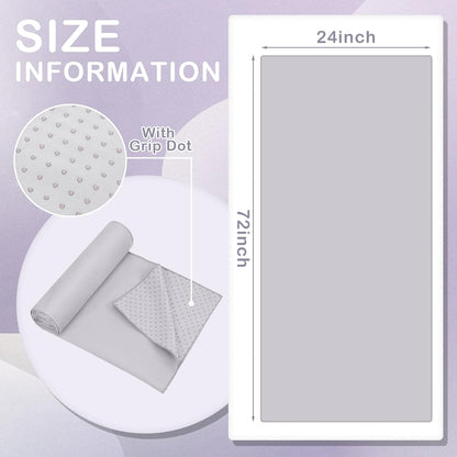 6 Pack Yoga Towel Non Slip 72" x 24" Microfiber Grip Dots, Gray