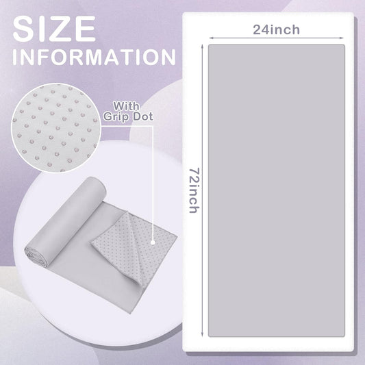 6 Pack Yoga Towel Non Slip 72" x 24" Microfiber Grip Dots, Gray