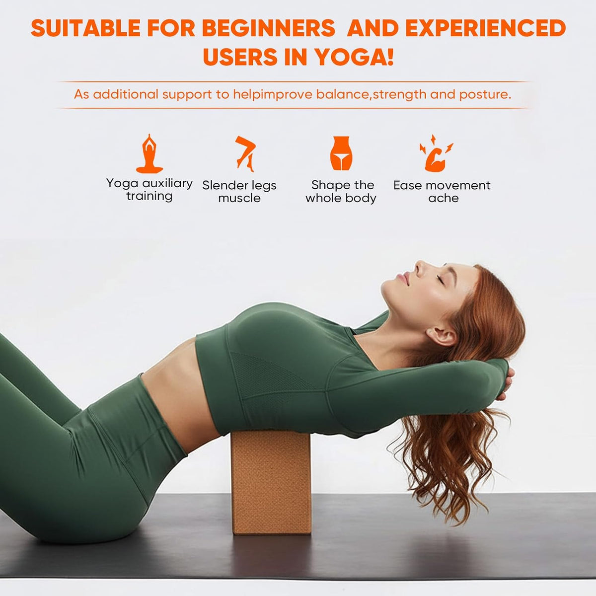 Cork Yoga Blocks for Pilates & Meditation, Non-Slip Moisture-Proof Lightweight Bricks, Supportive Eco-Friendly Equipment for Stretching & Pose Enhancement(1pack/2pack)