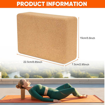 Cork Yoga Blocks for Pilates & Meditation, Non-Slip Moisture-Proof Lightweight Bricks, Supportive Eco-Friendly Equipment for Stretching & Pose Enhancement(1pack/2pack)