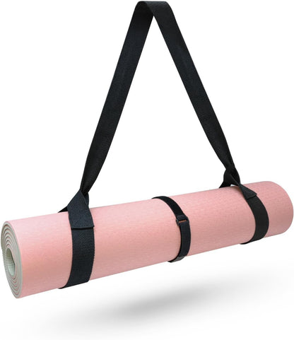 Yoga Mat Strap Carrier with Adjustable Hook-and-Loop for Most Mats