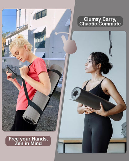 Yoga Mat Strap Carrier with Adjustable Hook-and-Loop for Most Mats