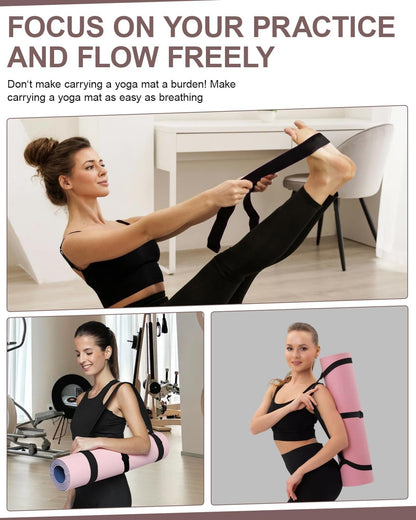 Yoga Mat Strap Carrier with Adjustable Hook-and-Loop for Most Mats