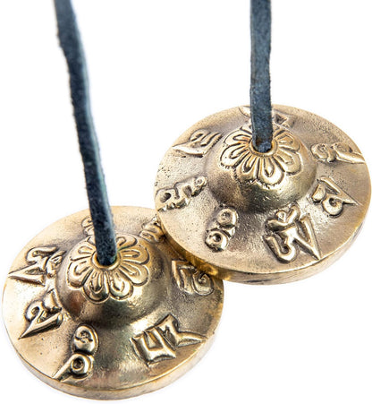 Tingsha Cymbals Bells - Easy To Play - Meditation Mindfulness Chime For Chakra Healing Spiritual Dharma Gifts Handcrafted Tibetan (Ohm Mani)