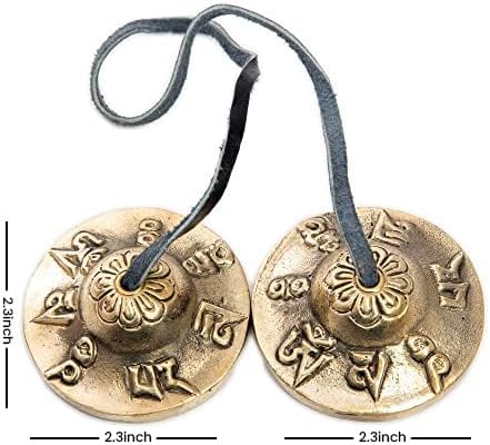 Tingsha Cymbals Bells - Easy To Play - Meditation Mindfulness Chime For Chakra Healing Spiritual Dharma Gifts Handcrafted Tibetan (Ohm Mani)