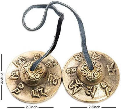 Tingsha Cymbals Bells - Easy To Play - Meditation Mindfulness Chime For Chakra Healing Spiritual Dharma Gifts Handcrafted Tibetan (Ohm Mani)