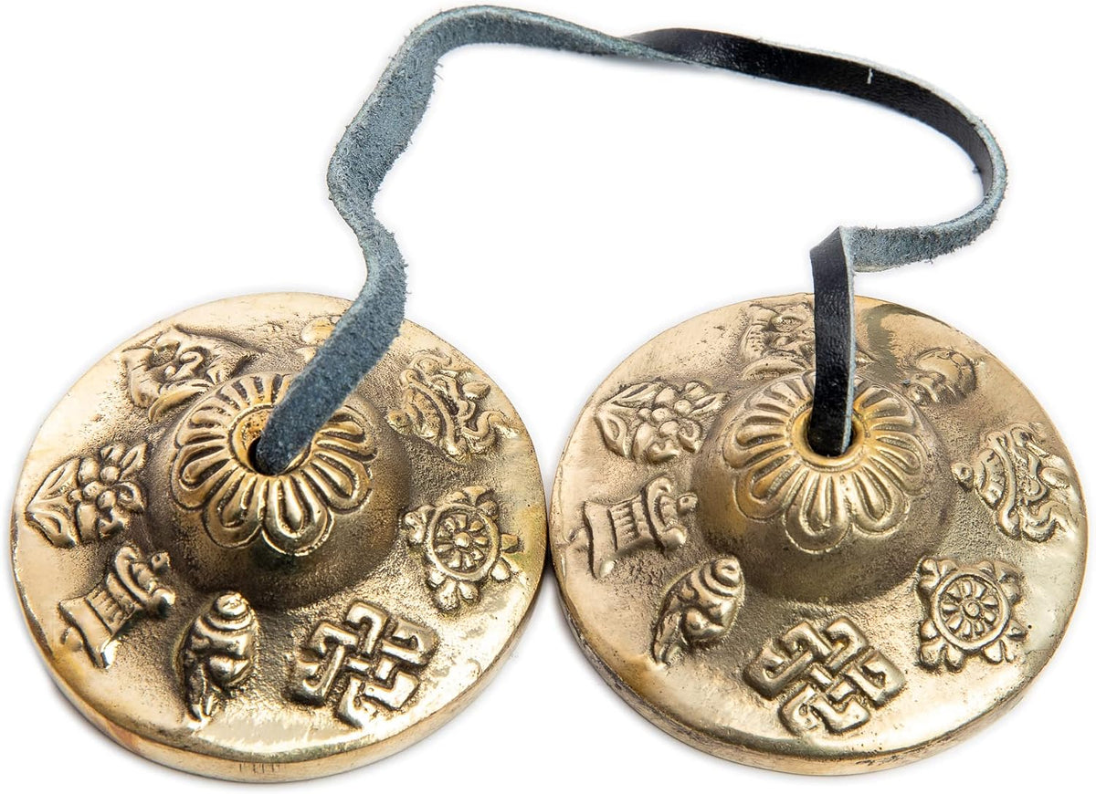 Tingsha Cymbals Bells - Easy To Play - Meditation Mindfulness Chime For Chakra Healing Spiritual Dharma Gifts Handcrafted Tibetan (Ohm Mani)