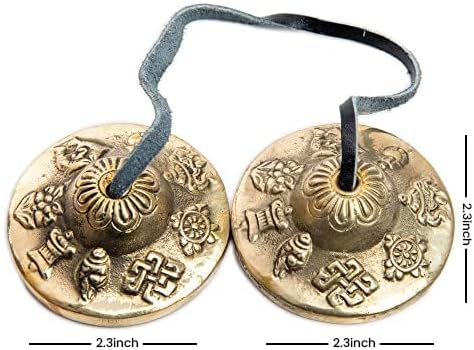 Tingsha Cymbals Bells - Easy To Play - Meditation Mindfulness Chime For Chakra Healing Spiritual Dharma Gifts Handcrafted Tibetan (Ohm Mani)