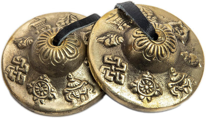 Tingsha Cymbals Bells - Easy To Play - Meditation Mindfulness Chime For Chakra Healing Spiritual Dharma Gifts Handcrafted Tibetan (Ohm Mani)