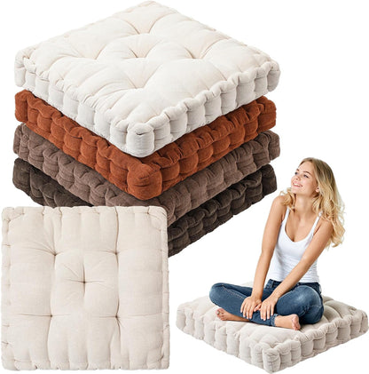4 Pcs Mixed Colors Large Floor Pillow Cushion, Square 20 x 20