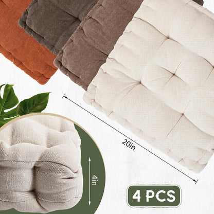 4 Pcs Mixed Colors Large Floor Pillow Cushion, Square 20 x 20