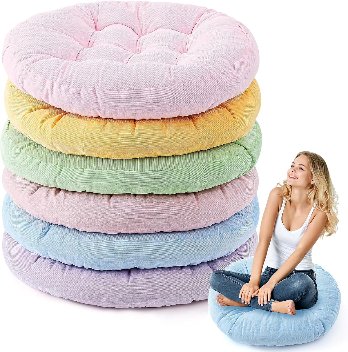 4 Pcs Mixed Colors Large Floor Pillow Cushion, Square 20 x 20