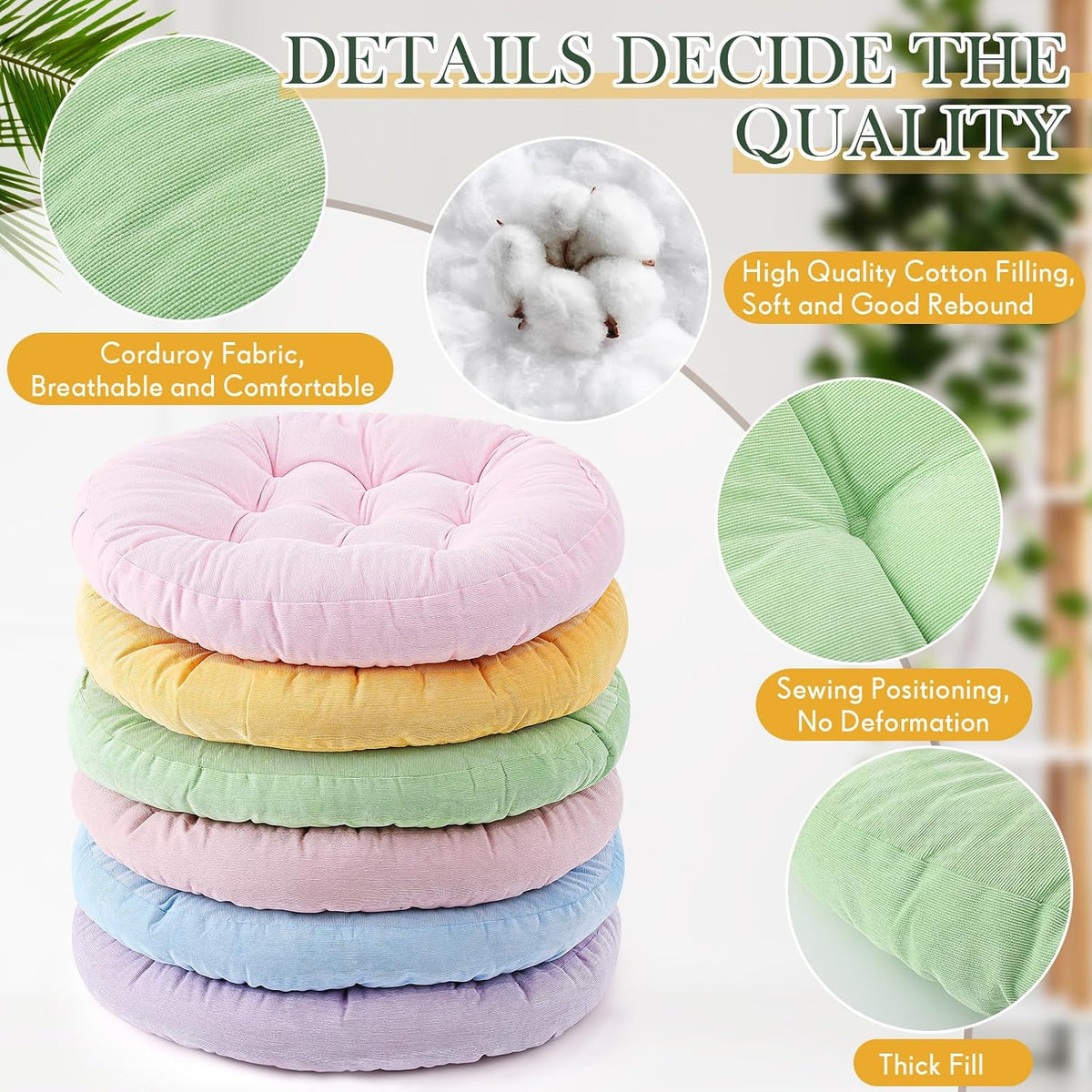 4 Pcs Mixed Colors Large Floor Pillow Cushion, Square 20 x 20