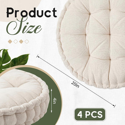 4 Pcs Mixed Colors Large Floor Pillow Cushion, Square 20 x 20
