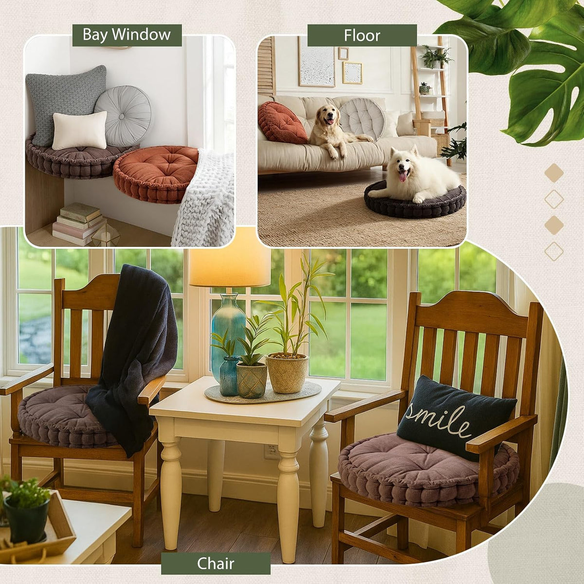 4 Pcs Mixed Colors Large Floor Pillow Cushion, Square 20 x 20