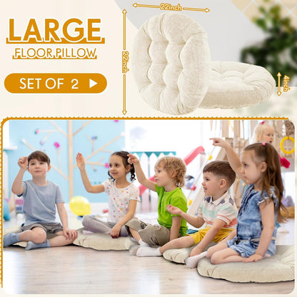 4 Pcs Mixed Colors Large Floor Pillow Cushion, Square 20 x 20