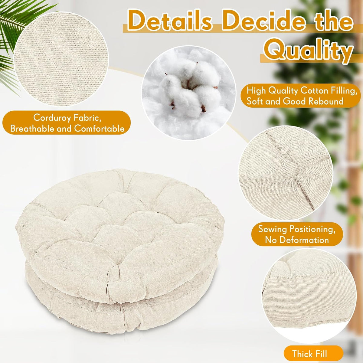 4 Pcs Mixed Colors Large Floor Pillow Cushion, Square 20 x 20