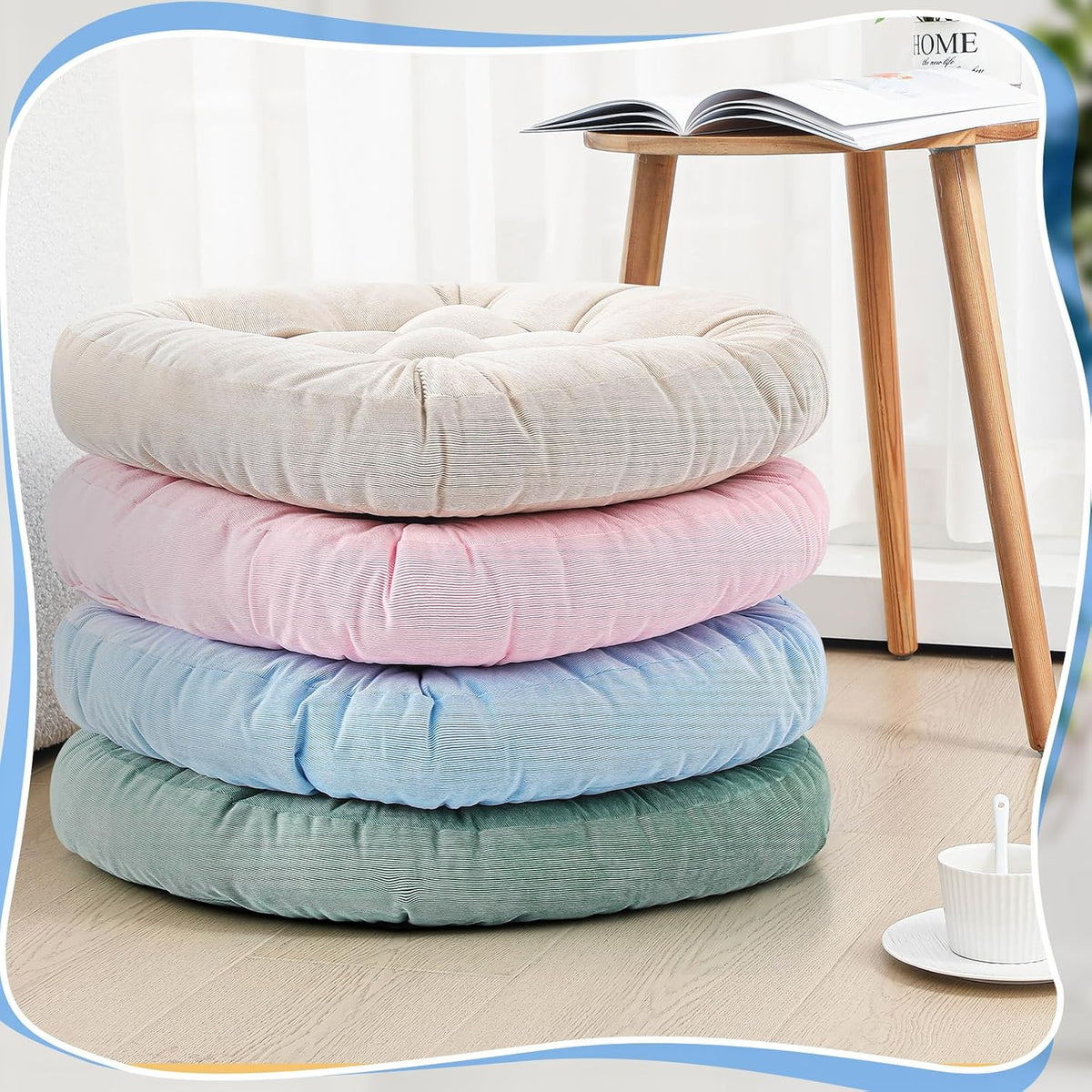 4 Pcs Mixed Colors Large Floor Pillow Cushion, Square 20 x 20