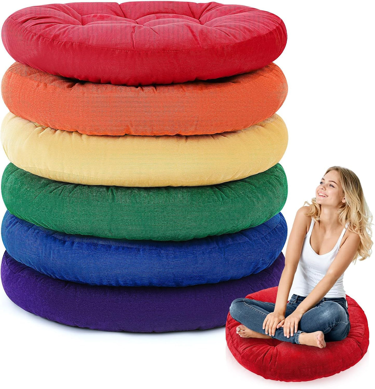 4 Pcs Mixed Colors Large Floor Pillow Cushion, Square 20 x 20