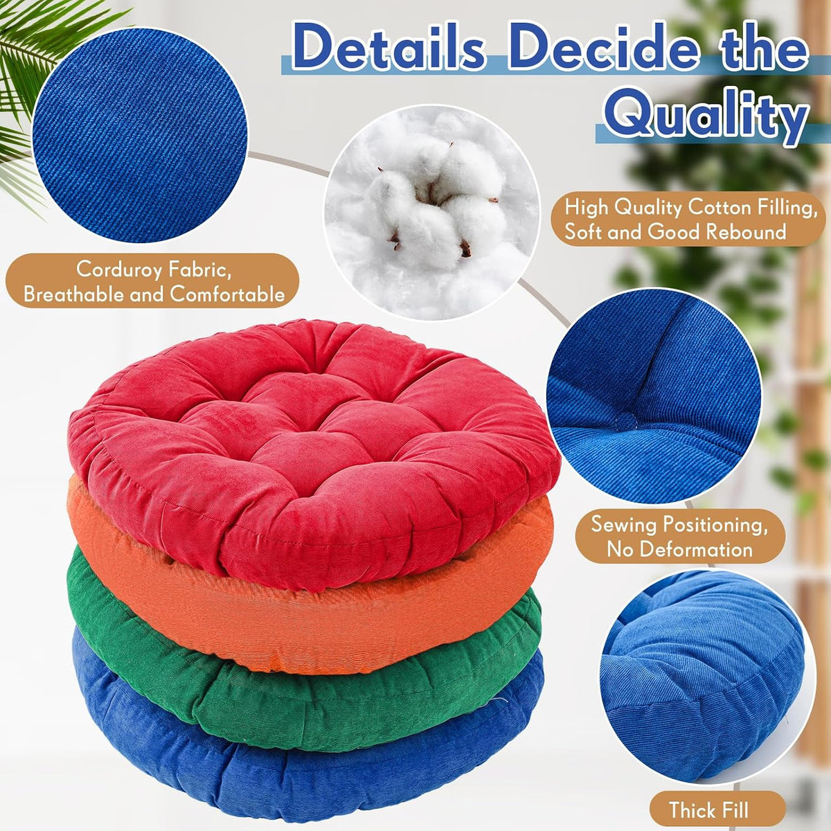 4 Pcs Mixed Colors Large Floor Pillow Cushion, Square 20 x 20