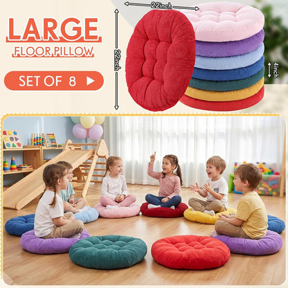 4 Pcs Mixed Colors Large Floor Pillow Cushion, Square 20 x 20