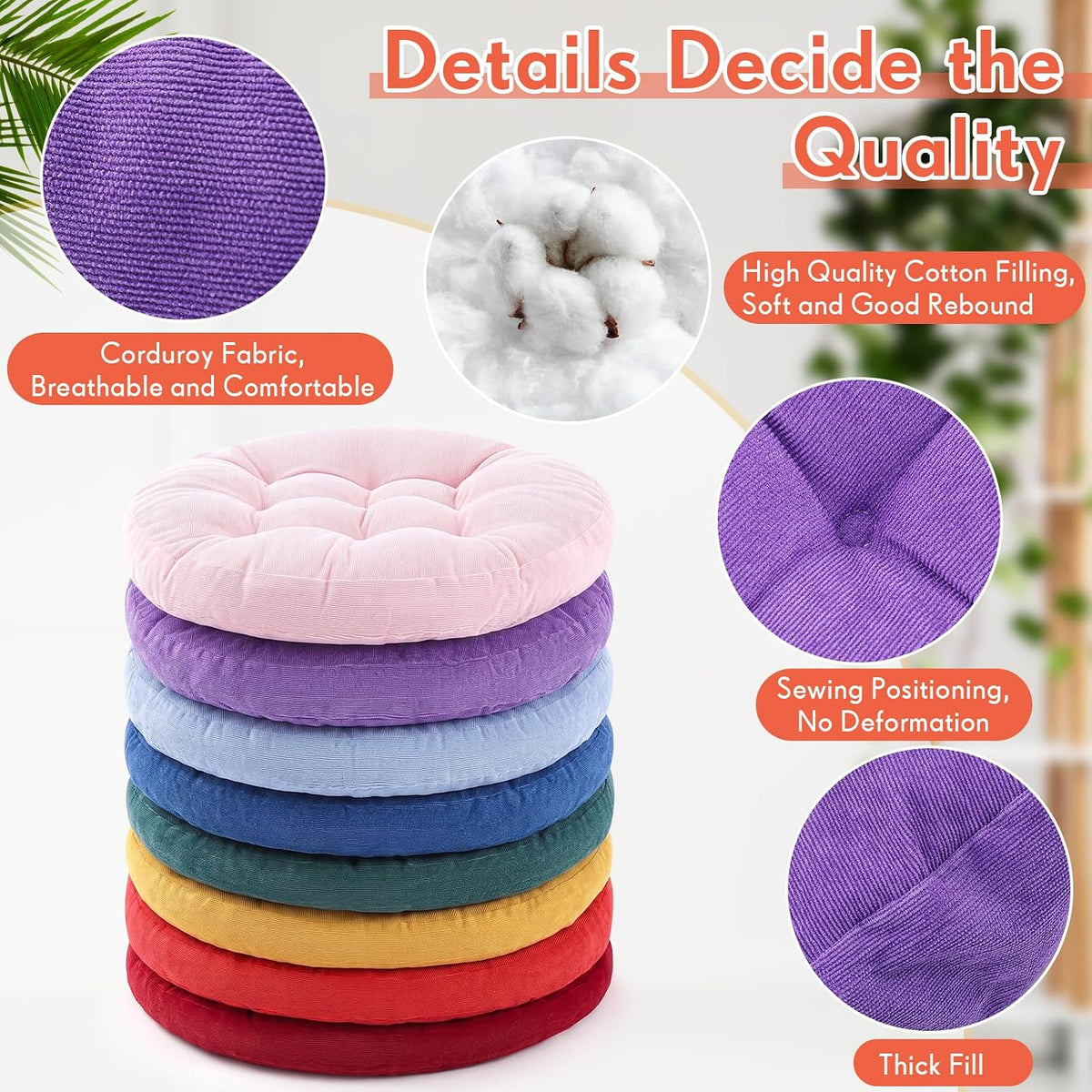 4 Pcs Mixed Colors Large Floor Pillow Cushion, Square 20 x 20