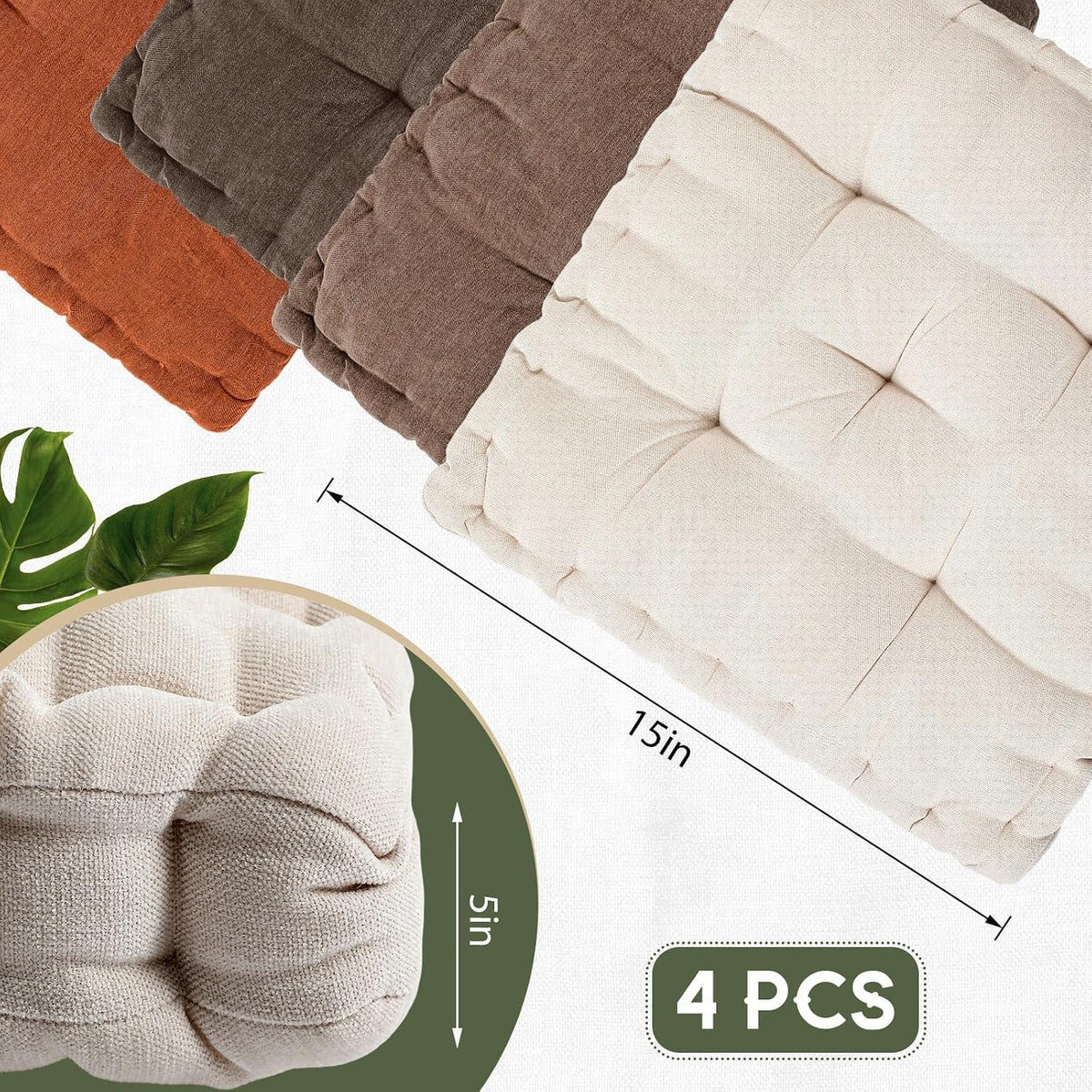 4 Pcs Mixed Colors Large Floor Pillow Cushion, Square 20 x 20