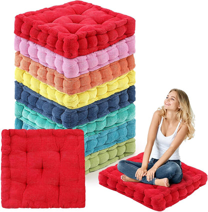 4 Pcs Mixed Colors Large Floor Pillow Cushion, Square 20 x 20