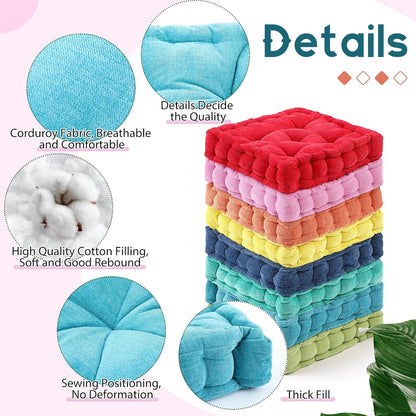 4 Pcs Mixed Colors Large Floor Pillow Cushion, Square 20 x 20