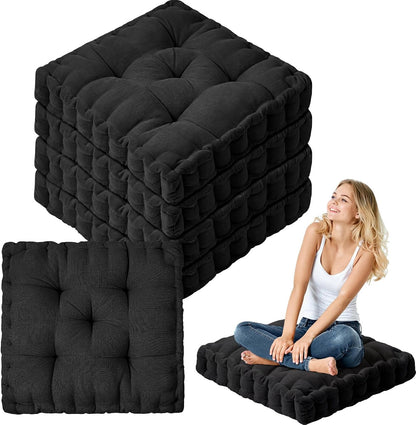 4 Pcs Mixed Colors Large Floor Pillow Cushion, Square 20 x 20