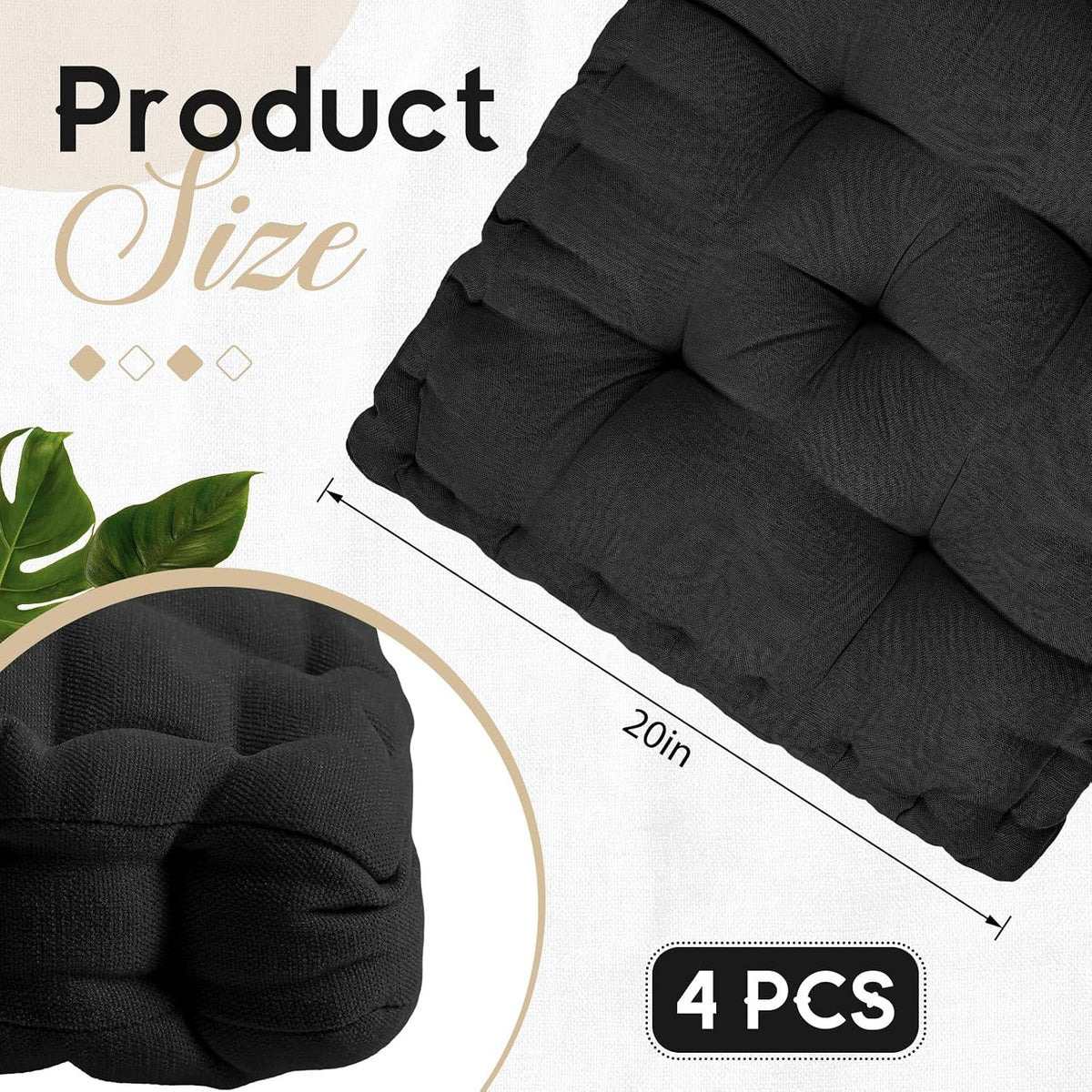 4 Pcs Mixed Colors Large Floor Pillow Cushion, Square 20 x 20
