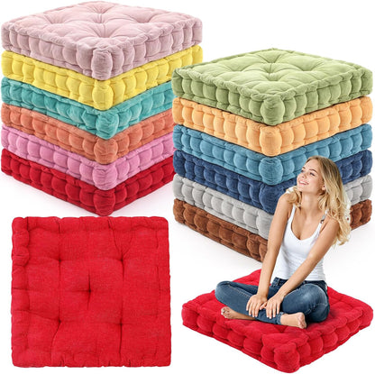 4 Pcs Mixed Colors Large Floor Pillow Cushion, Square 20 x 20