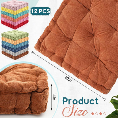 4 Pcs Mixed Colors Large Floor Pillow Cushion, Square 20 x 20