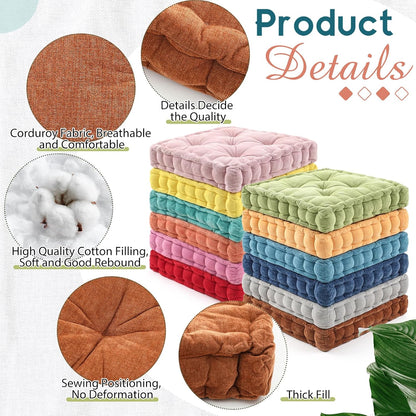 4 Pcs Mixed Colors Large Floor Pillow Cushion, Square 20 x 20