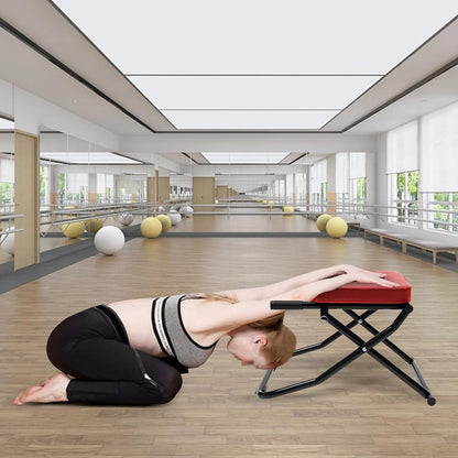 Yoga Inversion Bench, Foldable Yoga Headstand Bench with PU Pads, Steel Yoga Inversion Chair for Balance Training,Core Strengthening, Shoulderstand and Strength Training, Red