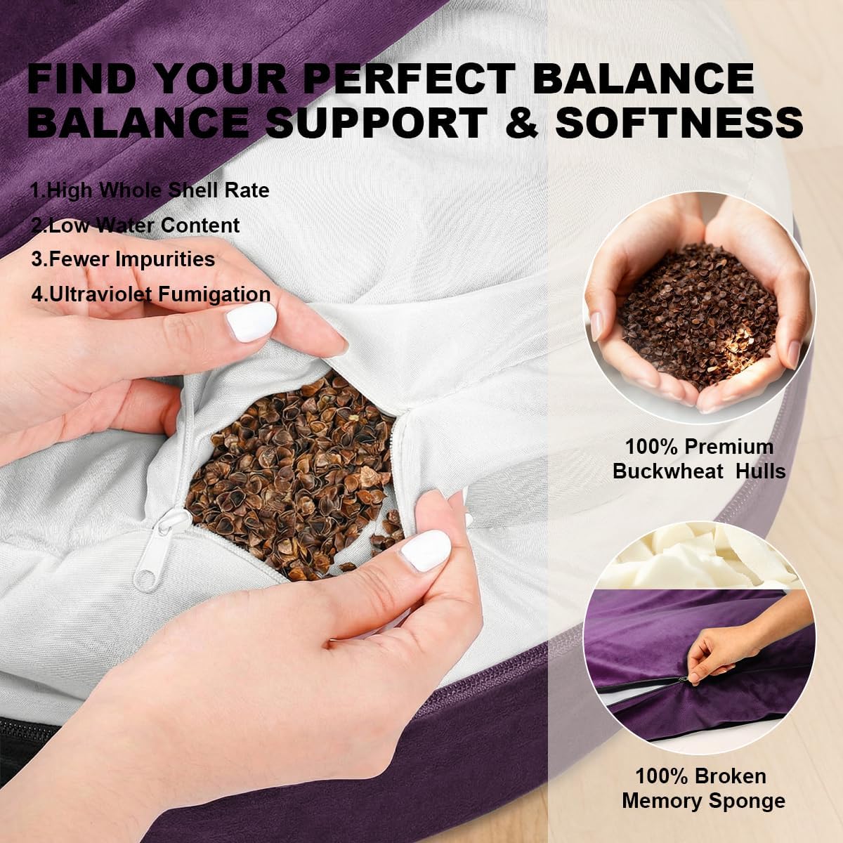 Ultimate Meditation Cushion Set – 2-in-1 Zafu & Zabuton, Buckwheat & Memory Foam, Velvet Cover for Yoga & Mindfulness (Purple)