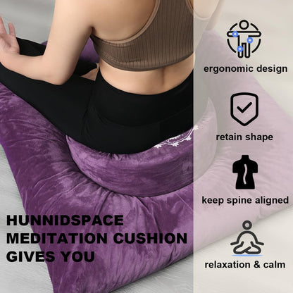 Ultimate Meditation Cushion Set – 2-in-1 Zafu & Zabuton, Buckwheat & Memory Foam, Velvet Cover for Yoga & Mindfulness (Purple)