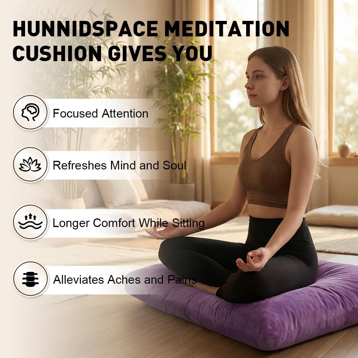 Ultimate Meditation Cushion Set – 2-in-1 Zafu & Zabuton, Buckwheat & Memory Foam, Velvet Cover for Yoga & Mindfulness (Purple)