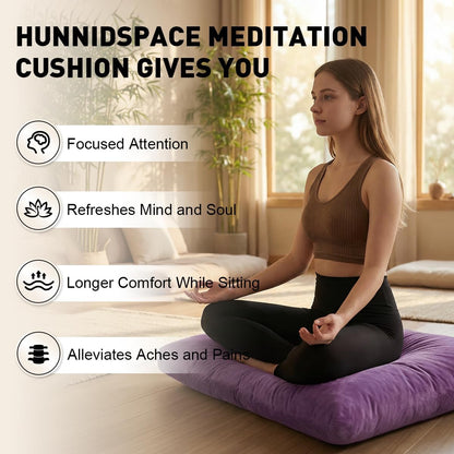 Ultimate Meditation Cushion Set – 2-in-1 Zafu & Zabuton, Buckwheat & Memory Foam, Velvet Cover for Yoga & Mindfulness (Purple)
